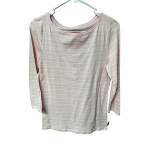 Talbots Women's Striped 3/4 Sleeve Top Pink White Size S